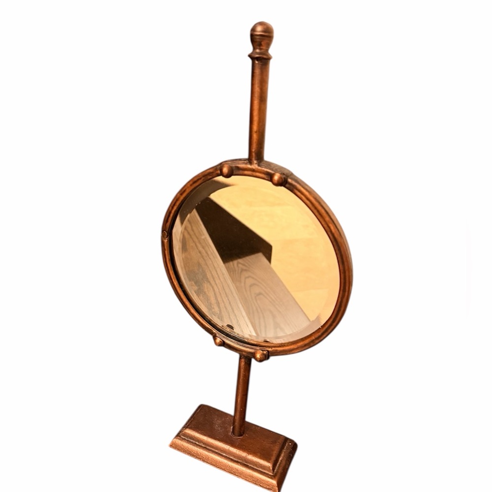 Brass Table Vanity Mirror Distressed Copper Colour Round